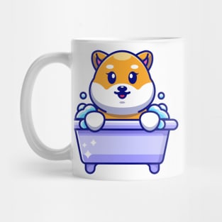 Cute shiba inu dog in a bathtub cartoon character Mug